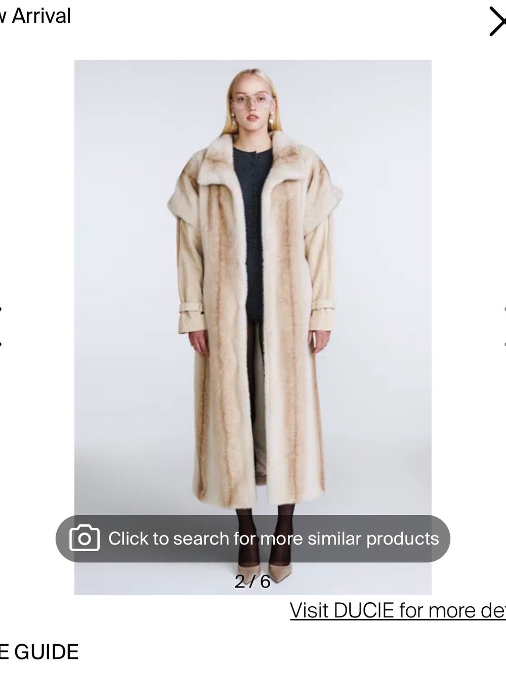 Long Cream Faux Fur Trench Coat by DUCIE